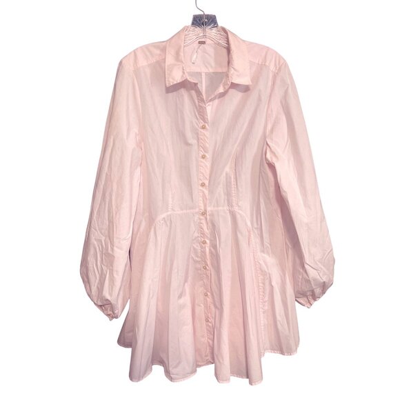 Free People Womens Peplum Blouse L Pink - Picture 3 of 9